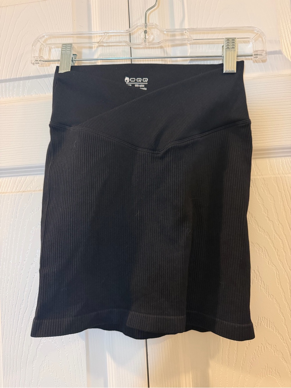 🚨OQQ Black Ribbed V-Waist Mini Skirt